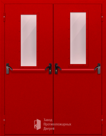 Фото двери «Двупольная с стеклом и антипаникой (красная)» в Подольску