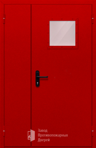 Фото двери «Полуторная со стеклопакетом (красная)» в Подольску