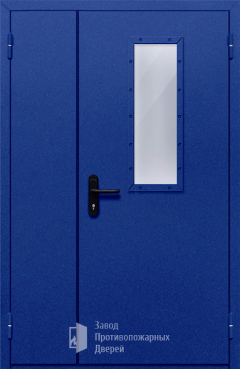 Фото двери «Полуторная со стеклом (синяя)» в Подольску