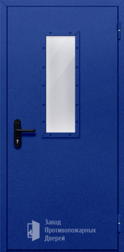 Фото двери «Однопольная со стеклом (синяя)» в Подольску