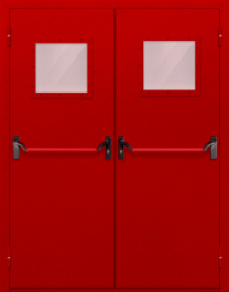 Фото двери «Двупольная со стеклопакетом и антипаникой (красная)» в Подольску