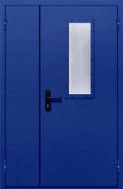 Фото двери «Полуторная со стеклом (синяя)» в Подольску
