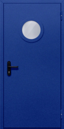 Фото двери «Однопольная с круглым стеклом (синяя)» в Подольску