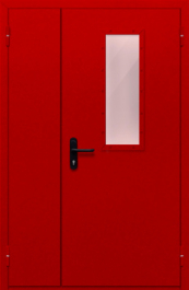 Фото двери «Полуторная со стеклом (красная)» в Подольску