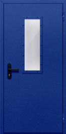 Фото двери «Однопольная со стеклом (синяя)» в Подольску